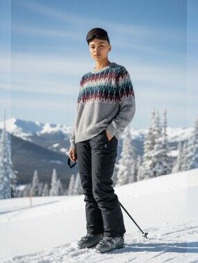 Steep Slopes Womens Vintage Fair Isle Virgin Acrylic Crewneck Ski Sweater Medium